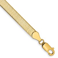 14K 5mm Yellow Gold Silky Herringbone Bracelet with Lobster Clasp, 7" view 1