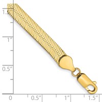 14K 5.5mm Yellow Gold Silky Herringbone Bracelet with Lobster Clasp, 7" view 2