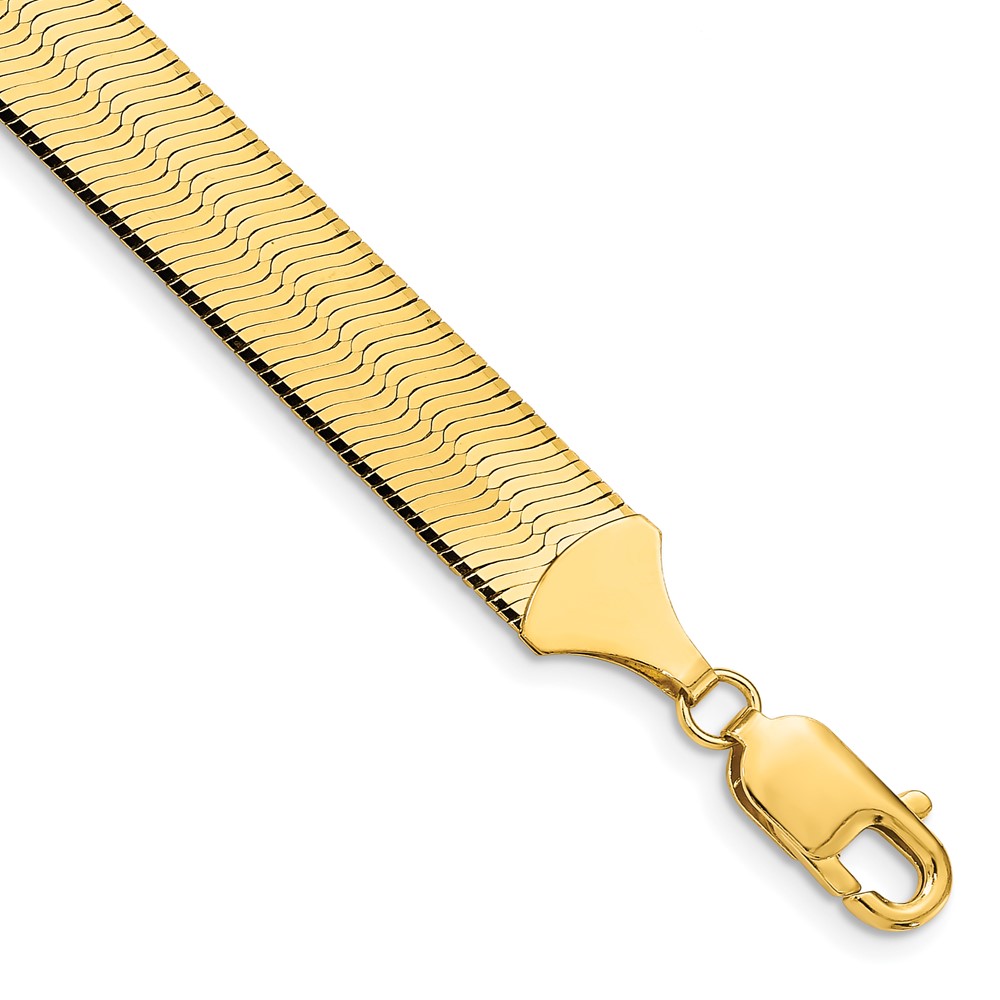 14K 7 inch 10mm Silky Herringbone with Lobster Clasp Bracelet (SLK100-7)