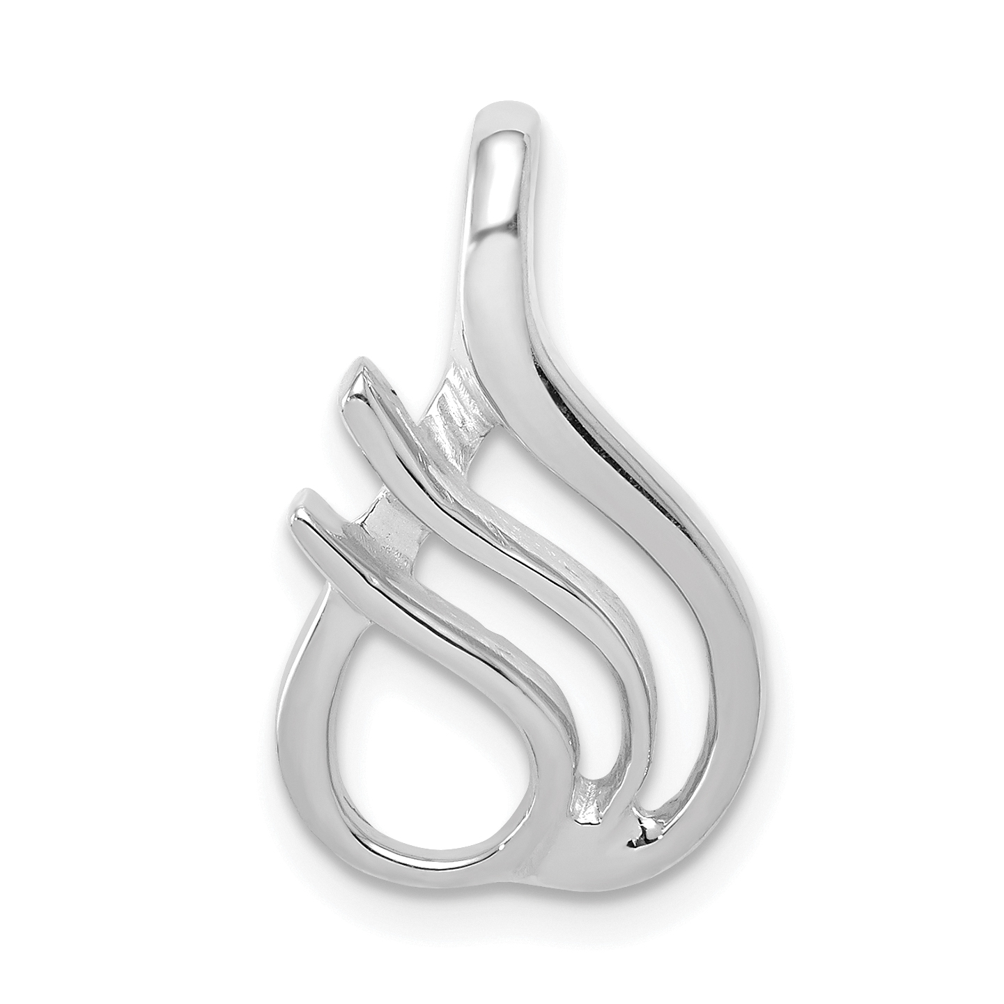 14k White Gold Polished Slide Fits up to 2mm Regular/4mm Fancy or Reversible Omega (SLW125)