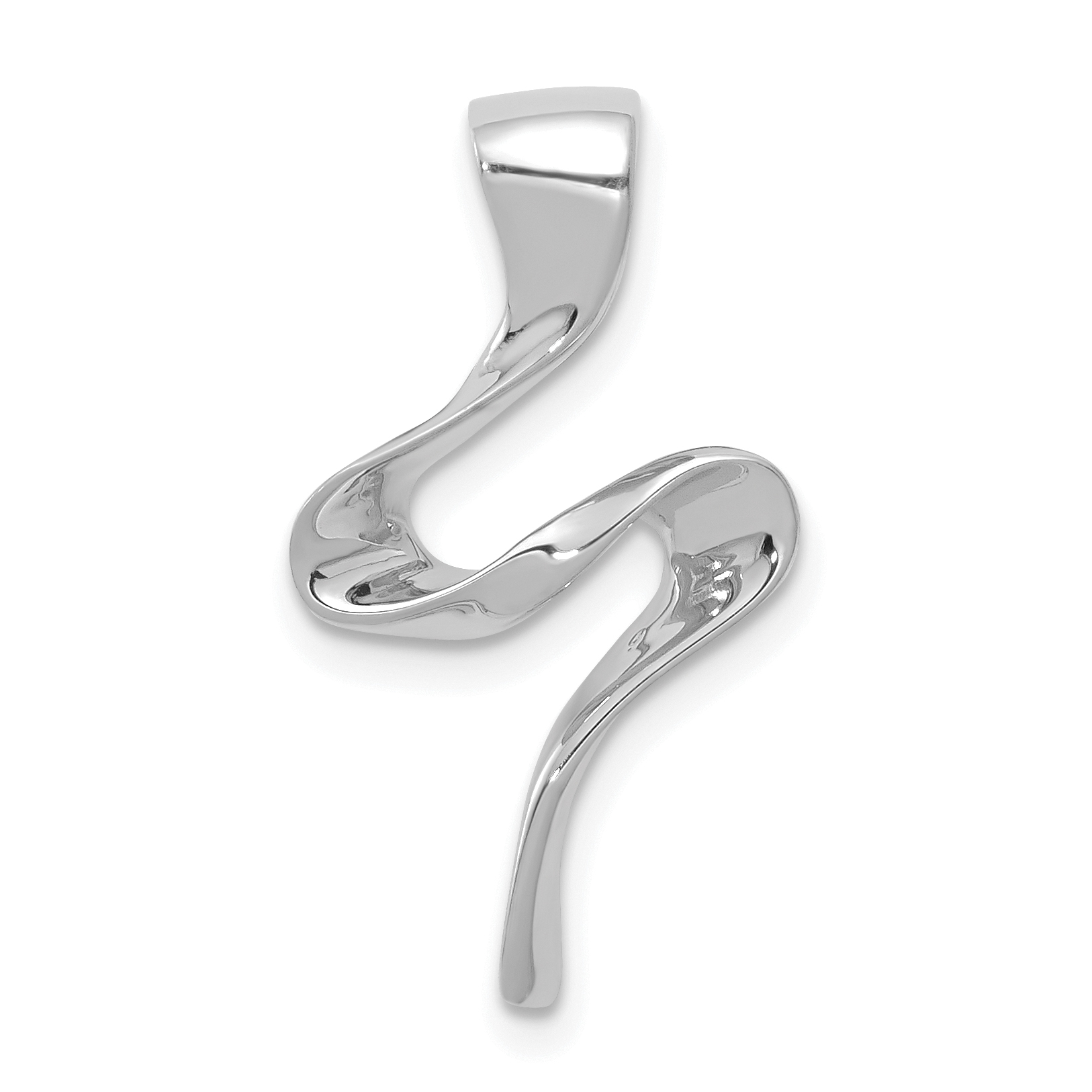 14k White Gold Polished Slide Fits up to 2mm Regular/4mm Fancy or Reversible Omega (SLW13)