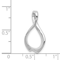 14K White Gold Polished Slide Fits Up to 2mm Regular 4mm Fancy Or Reversible Omega view 3
