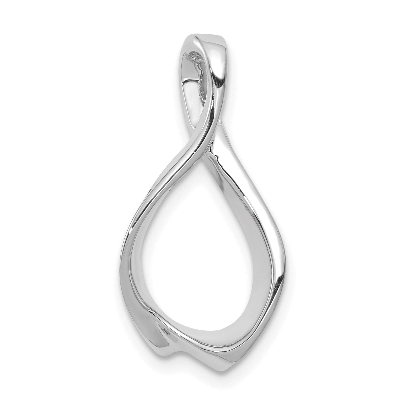 14k White Gold Polished Slide Fits up to 2mm Regular/4mm Fancy or Reversible Omega (SLW16)