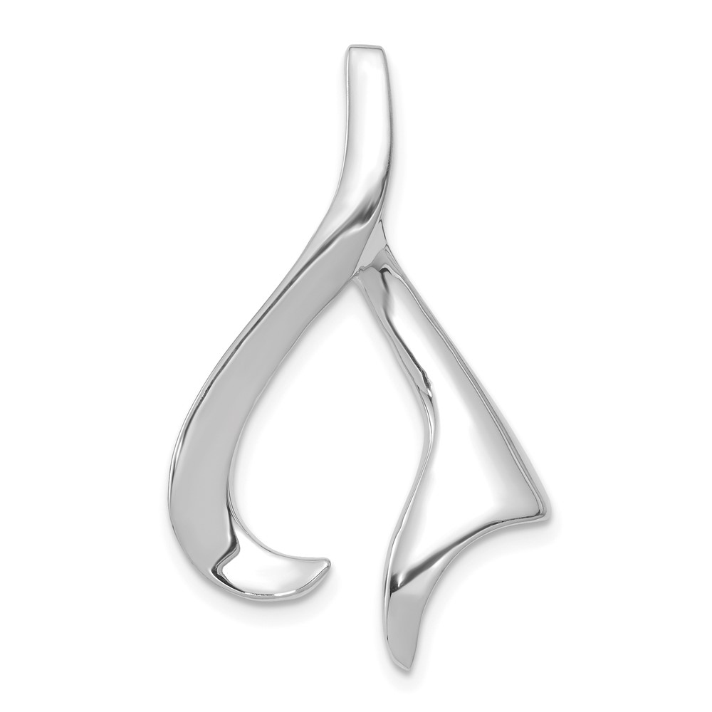 14K White Gold Polished Slide Fits Up to 2mm Regular 6mm Fancy Or Reversible Omega