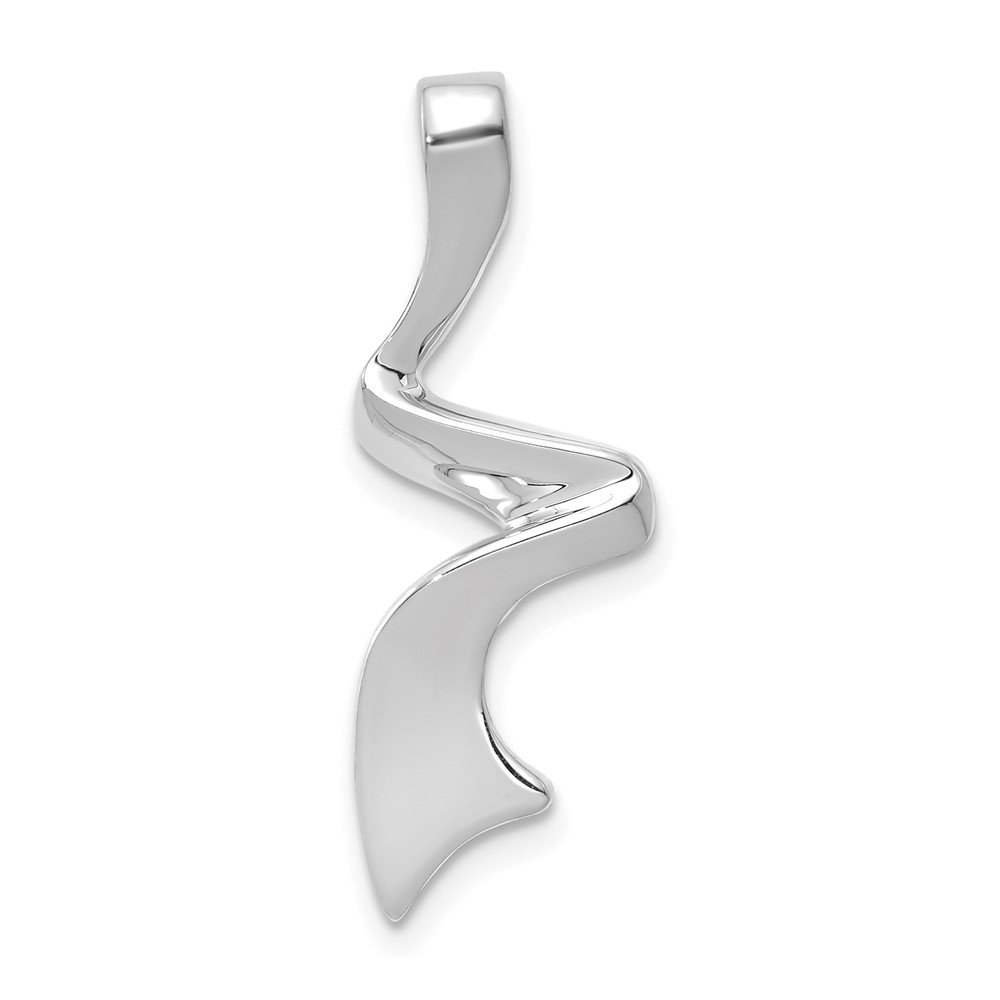 14K White Gold Polished Slide Fits Up to 2mm Regular 6mm Fancy Or Reversible Omega