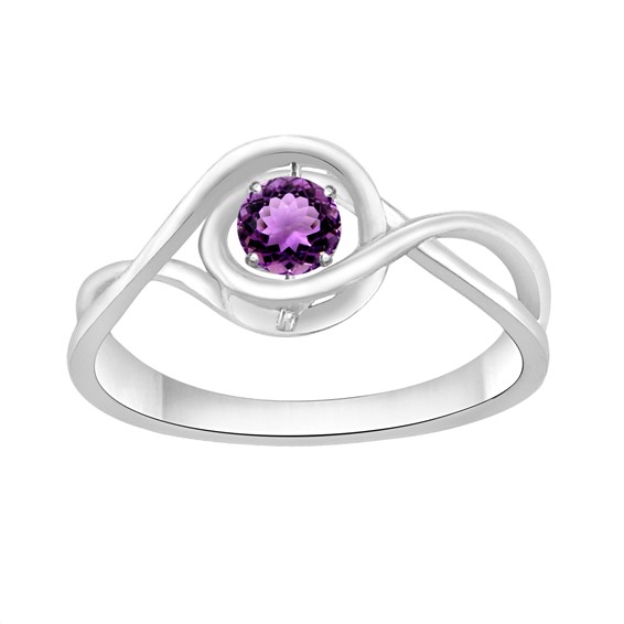 14k White Gold Dancin BS Ring Amethyst 1=1/6 ctw