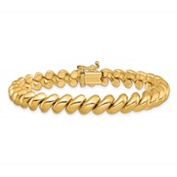 14K Yellow Gold Polished 8mm San Marco Bracelet, 7" view 3