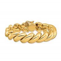 14K Yellow Gold Polished 14mm San Marco Bracelet, 7" view 3