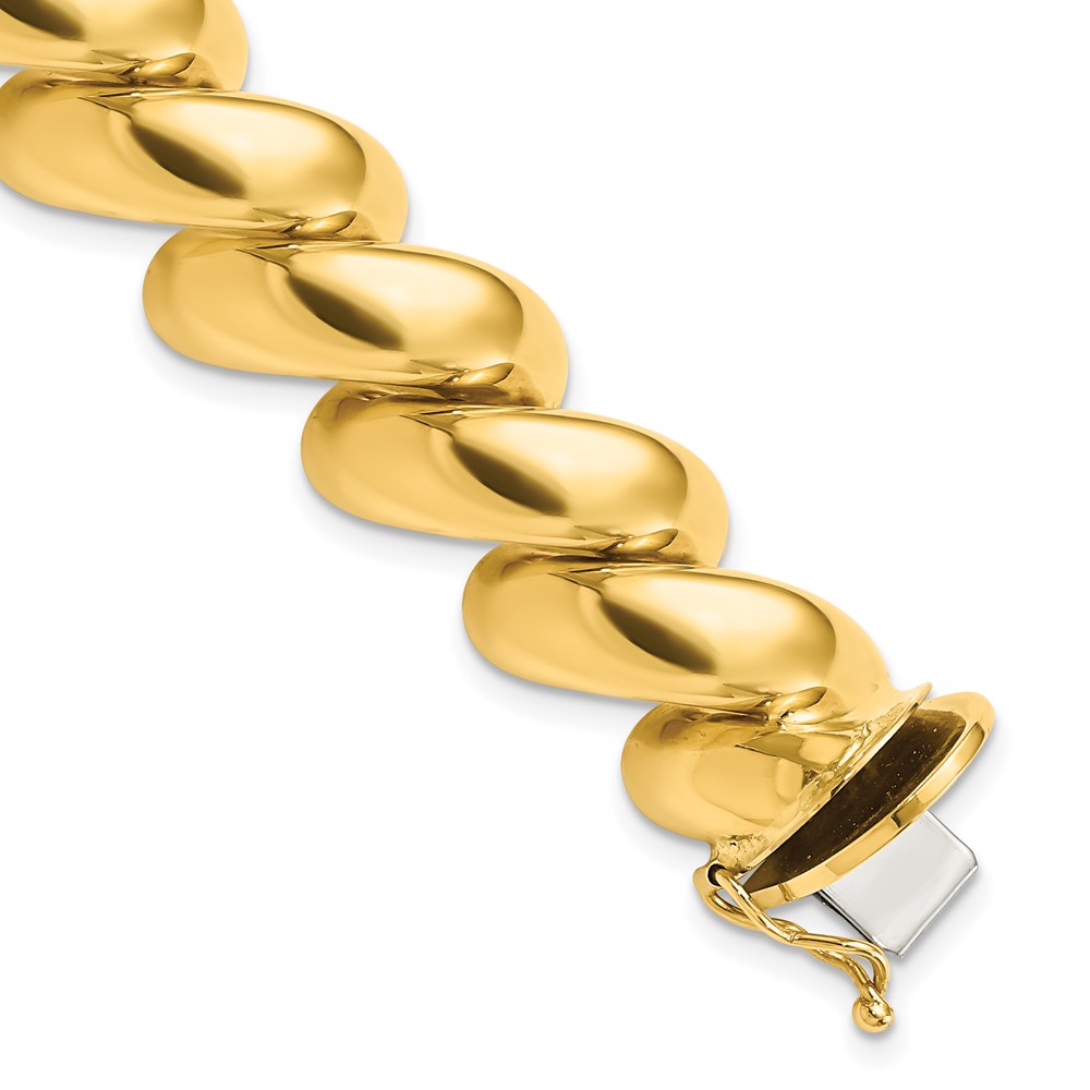 14K Yellow Gold Polished 14mm San Marco Bracelet, 7"
