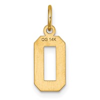 14K Yellow Gold Small Brushed Diamond-cut Number 0 Charm view 3
