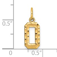 14K Yellow Gold Small Brushed Diamond-cut Number 0 Charm view 4