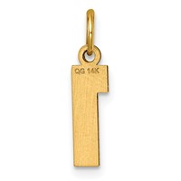 14K Yellow Gold Small Brushed Diamond-cut Number 1 Charm view 3
