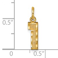 14K Yellow Gold Small Brushed Diamond-cut Number 1 Charm view 4