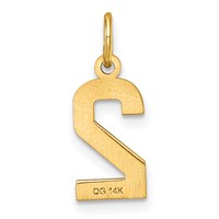 14K Yellow Gold Small Brushed Diamond-cut Number 2 Charm view 3