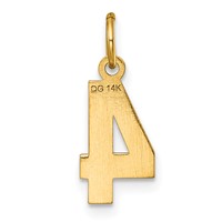 14K Yellow Gold Small Brushed Diamond-cut Number 4 Charm view 3