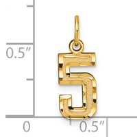 14K Yellow Gold Small Brushed Diamond-cut Number 5 Charm view 4