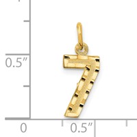 14K Yellow Gold Small Brushed Diamond-cut Number 7 Charm view 4