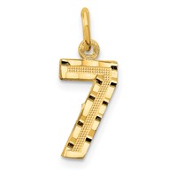 14K Yellow Gold Small Brushed Diamond-cut Number 7 Charm view 1