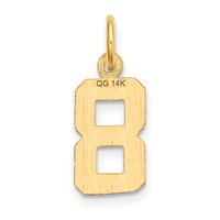 14K Yellow Gold Small Brushed Diamond-cut Number 8 Charm view 3