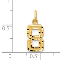 14K Yellow Gold Small Brushed Diamond-cut Number 8 Charm view 4