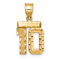 14K Yellow Gold Small Brushed Diamond-cut Number 10 Charm view 1