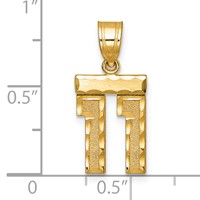 14K Small Brushed Diamond-cut Number 11 Charm view 3