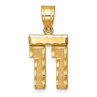 14K Small Brushed Diamond-cut Number 11 Charm view 1