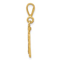 14K Yellow Gold Small Brushed Diamond-cut Number 13 Charm view 2