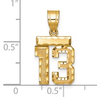 14K Yellow Gold Small Brushed Diamond-cut Number 13 Charm view 3