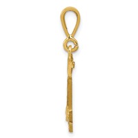 14K Yellow Gold Small Brushed Diamond-cut Number 14 Charm view 2