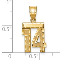 14K Yellow Gold Small Brushed Diamond-cut Number 14 Charm view 3