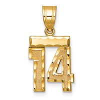14K Yellow Gold Small Brushed Diamond-cut Number 14 Charm view 1