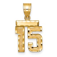 14K Yellow Gold Small Brushed Diamond-cut Number 15 Charm view 1
