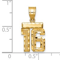 14K Yellow Gold Small Brushed Diamond-cut Number 16 Charm view 3