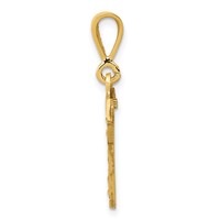 14K Yellow Gold Small Brushed Diamond-cut Number 17 Charm view 2