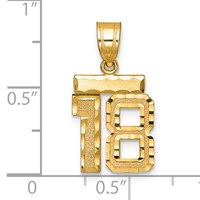 14K Yellow Gold Small Brushed Diamond-cut Number 18 Charm view 2