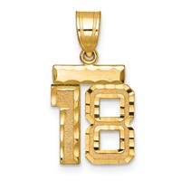 14K Yellow Gold Small Brushed Diamond-cut Number 18 Charm view 1
