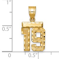 14K Small Brushed Diamond-cut Number 19 Charm view 2