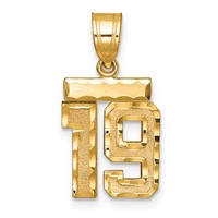 14K Small Brushed Diamond-cut Number 19 Charm view 1
