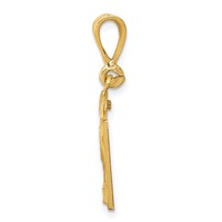 14K Yellow Gold Small Brushed Diamond-cut Number 21 Charm view 2