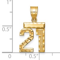 14K Yellow Gold Small Brushed Diamond-cut Number 21 Charm view 3
