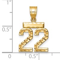14K Small Brushed Diamond-cut Number 22 Charm view 3