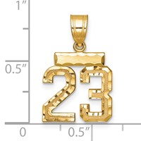 14K Small Brushed Diamond-cut Number 23 Charm view 3