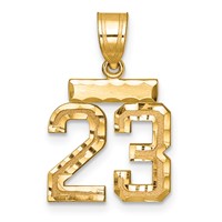 14K Small Brushed Diamond-cut Number 23 Charm view 1