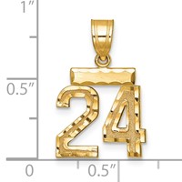 14K Yellow Gold Small Brushed Diamond-cut Number 24 Charm view 3