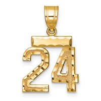 14K Yellow Gold Small Brushed Diamond-cut Number 24 Charm view 1