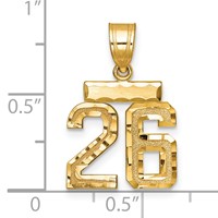 14K Yellow Gold Small Brushed Diamond-cut Number 26 Charm view 2