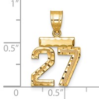 14K Yellow Gold Small Brushed Diamond-cut Number 27 Charm view 2
