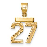 14K Yellow Gold Small Brushed Diamond-cut Number 27 Charm view 1