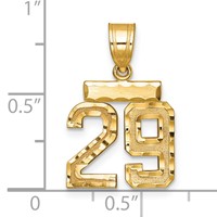 14K Yellow Gold Small Brushed Diamond-cut Number 29 Charm view 2